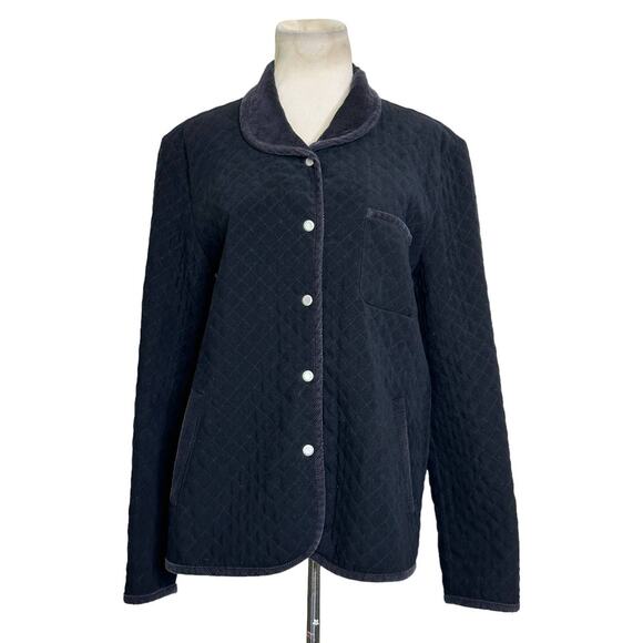 Talbots black quilted snap buttons jacket size M - Picture 1 of 9